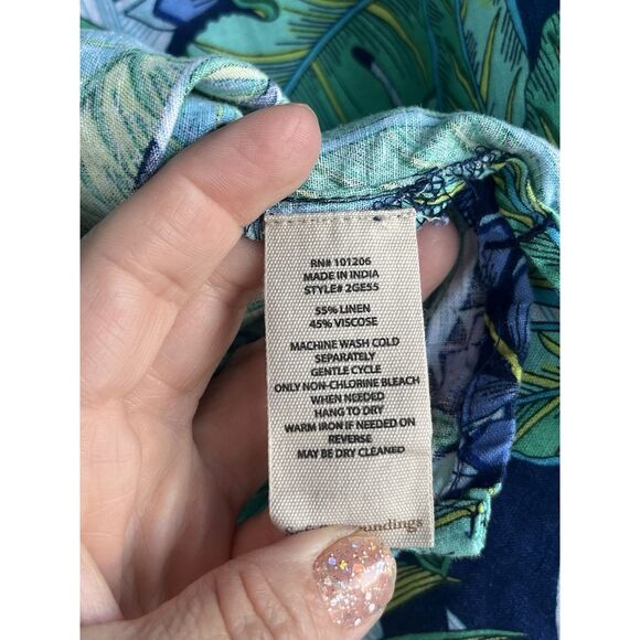 Soft Surroundings Linen Blend Collard Shirt & Shorts Set -Top L -Bottom M- Multi - Picture 8 of 8